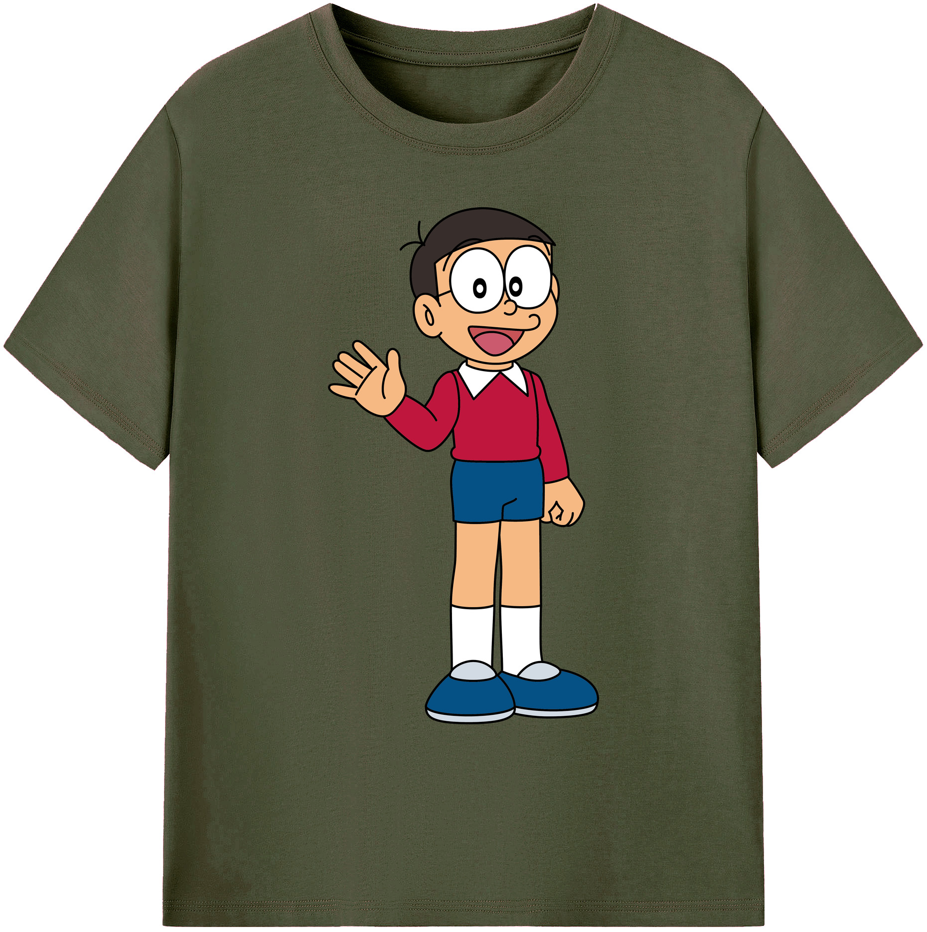 （画像用） ドラえもん 野比 のび太 Doraemon Nobita Nobi 綿100％ メンズ半袖Tシャツ｜肌触りやわらか＆通気性